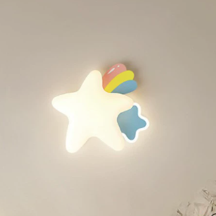 Zeitgenössische kreative Sternenmond PE Schatten Eisen LED Wandleuchte für das Schlafzimmer 