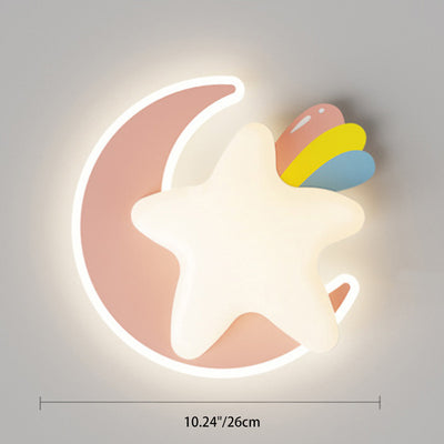 Zeitgenössische kreative Sternenmond PE Schatten Eisen LED Wandleuchte für das Schlafzimmer 