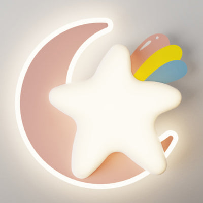 Zeitgenössische kreative Sternenmond PE Schatten Eisen LED Wandleuchte für das Schlafzimmer 