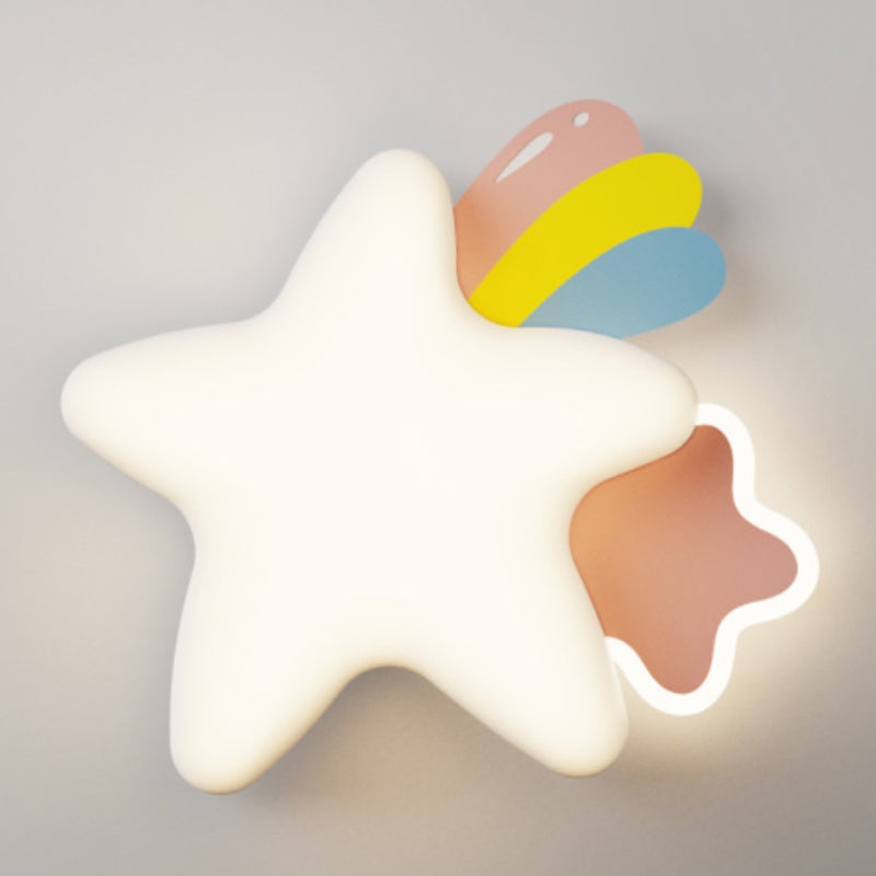 Applique Murale LED en Fer avec Étoile Créative Contemporaine et Lune pour Chambre 