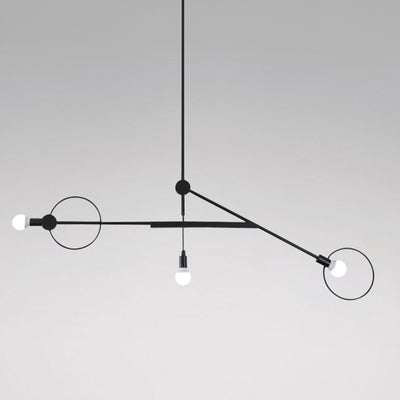 Contemporary Scandinavian Iron Long Rod 3-Light Island Light Chandelier For Living Room