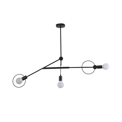 Contemporary Scandinavian Iron Long Rod 3-Light Island Light Chandelier For Living Room