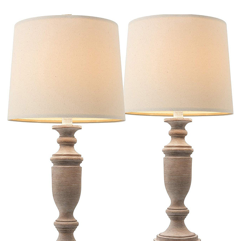 Moderne eklektische Stoff-Rundschirm Tischleuchte aus Massivholz mit 1 Licht für das Schlafzimmer 