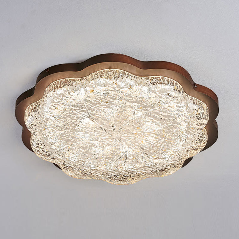 Plafonnier LED contemporain en résine avec abat-jour en forme de fleur et feuille d&
