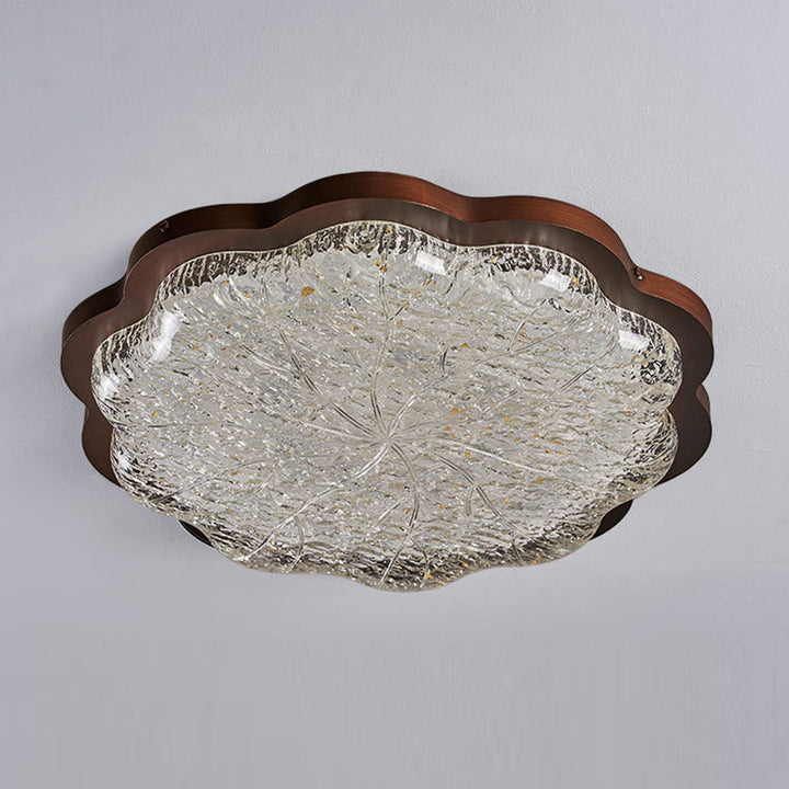 Plafonnier LED contemporain en résine avec abat-jour en forme de fleur et feuille d&