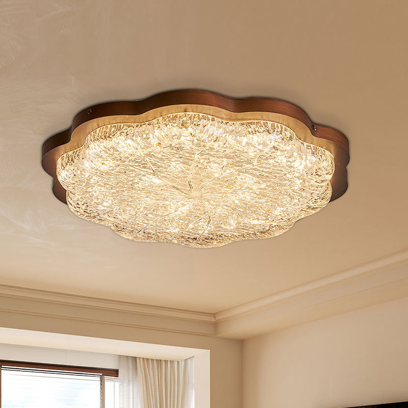 Plafonnier LED contemporain en résine avec abat-jour en forme de fleur et feuille d&