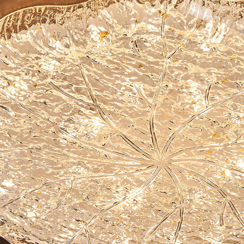 Plafonnier LED contemporain en résine avec abat-jour en forme de fleur et feuille d&