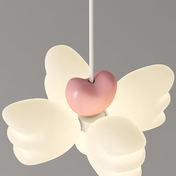 Contemporary Nordic Heart-Shaped Wings PE Iron LED Pendant Light For Living Room