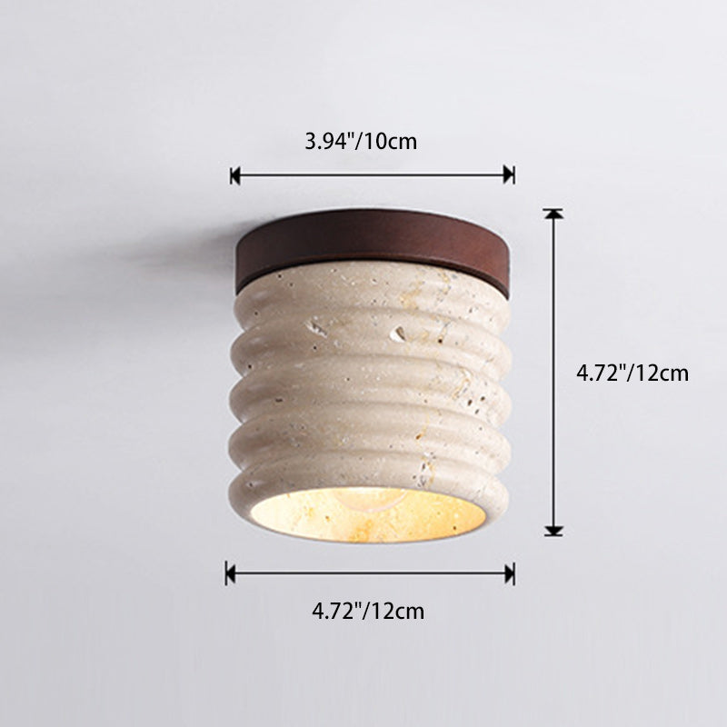 Luminaire de plafond encastré 1 lumière en forme de cylindre en travertin jaune traditionnel japonais pour salon 