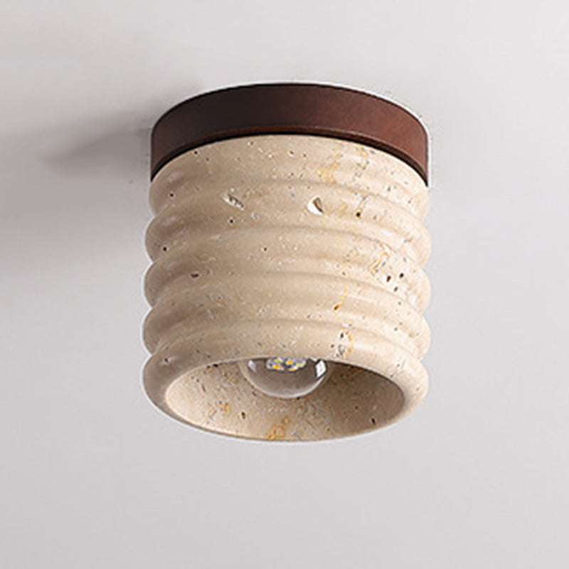 Luminaire de plafond encastré 1 lumière en forme de cylindre en travertin jaune traditionnel japonais pour salon 