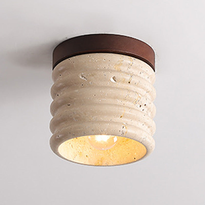Luminaire de plafond encastré 1 lumière en forme de cylindre en travertin jaune traditionnel japonais pour salon 
