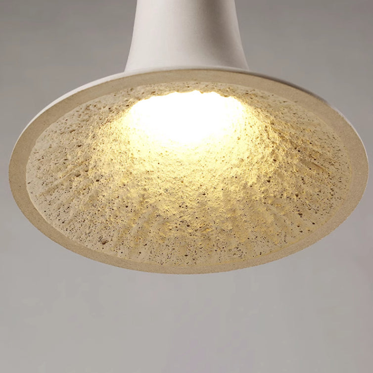 Abat-jour Trompette en Bois Massif Japonais Traditionnel en Béton 1 Lumière Suspension pour Salon 