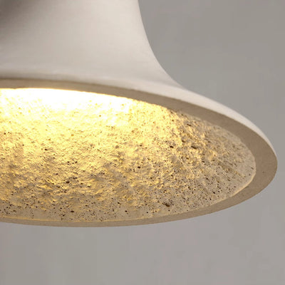 Abat-jour Trompette en Bois Massif Japonais Traditionnel en Béton 1 Lumière Suspension pour Salon 