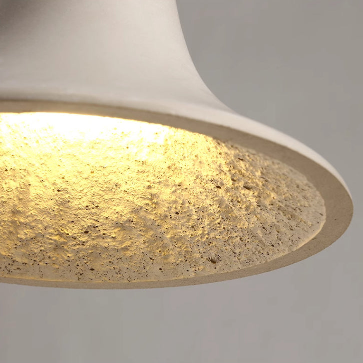 Abat-jour Trompette en Bois Massif Japonais Traditionnel en Béton 1 Lumière Suspension pour Salon 