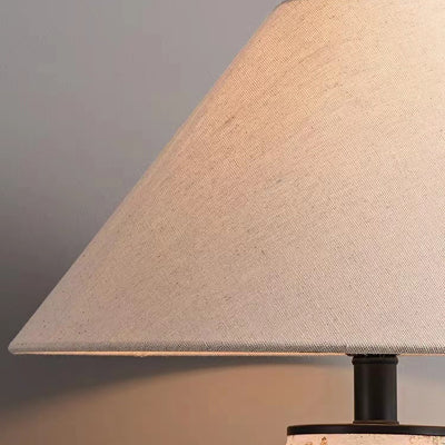 Abat-jour effilé en tissu japonais traditionnel, lampe de table en céramique faite à la main à 1 lumière pour chambre 