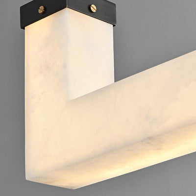 ضوء معلق حديث بسيط خط مستقيم نحاسي بظل رخامي LED لإضاءة الجزيرة لغرفة المعيشة 