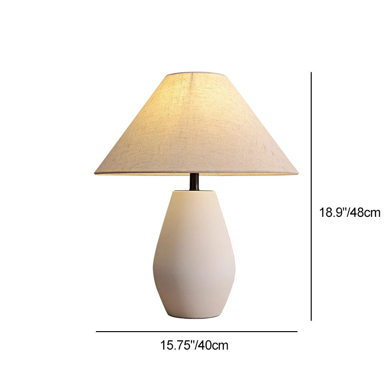 Lámpara de mesa de 1 luz para dormitorio con base de botella de cerámica y pantalla cónica de tela vintage tradicional 