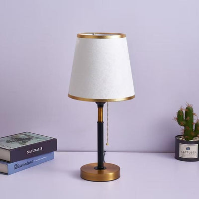Lámpara de mesa de 1 luz con pantalla redonda de tela de simplicidad contemporánea para dormitorio 