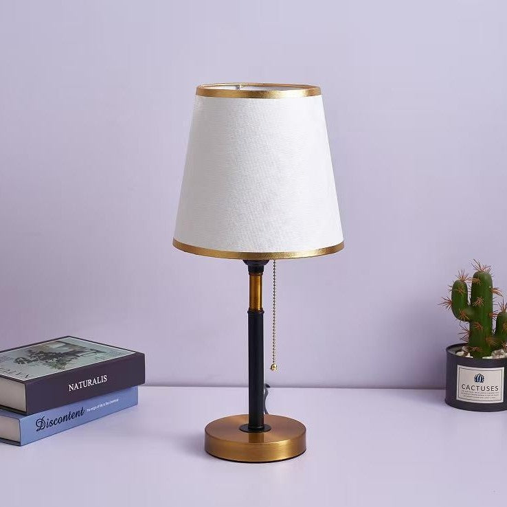 Lámpara de mesa de 1 luz con pantalla redonda de tela de simplicidad contemporánea para dormitorio 