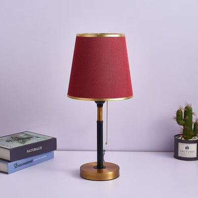 Lámpara de mesa de 1 luz con pantalla redonda de tela de simplicidad contemporánea para dormitorio 