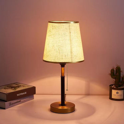 Lámpara de mesa de 1 luz con pantalla redonda de tela de simplicidad contemporánea para dormitorio 