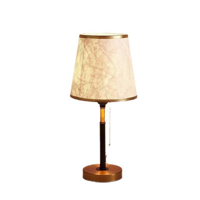 Lámpara de mesa de 1 luz con pantalla redonda de tela de simplicidad contemporánea para dormitorio 