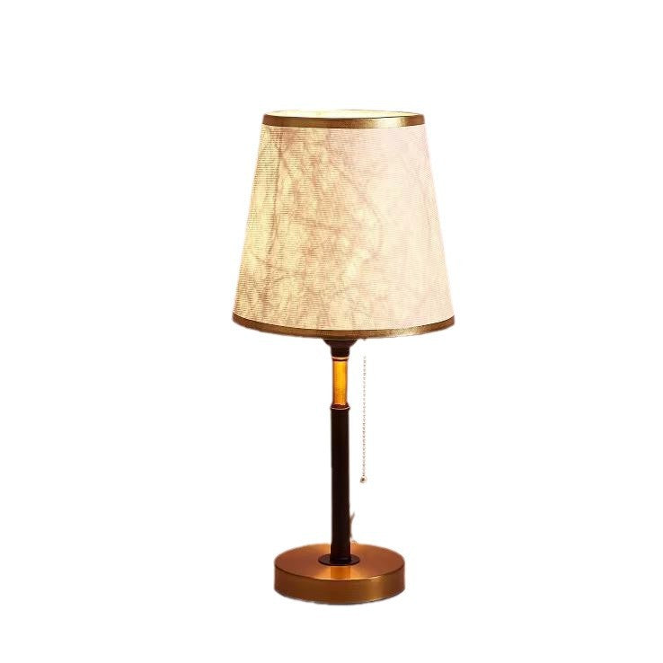 Lámpara de mesa de 1 luz con pantalla redonda de tela de simplicidad contemporánea para dormitorio 