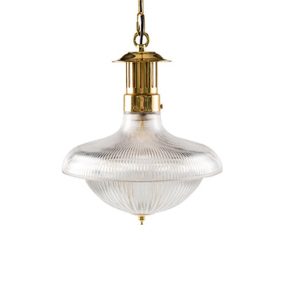 Abat-jour en entonnoir en verre nervuré industriel contemporain en fer pour lumière suspendue à 1 ampoule pour chambre 