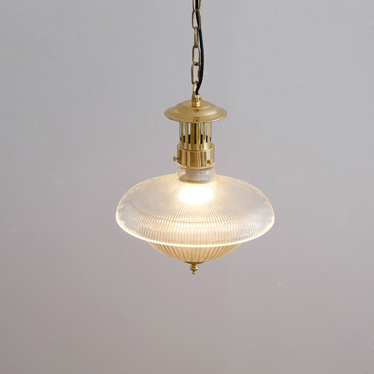 Abat-jour en entonnoir en verre nervuré industriel contemporain en fer pour lumière suspendue à 1 ampoule pour chambre 