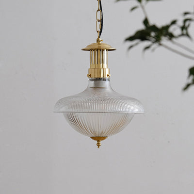 Abat-jour en entonnoir en verre nervuré industriel contemporain en fer pour lumière suspendue à 1 ampoule pour chambre 