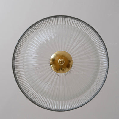 Abat-jour en entonnoir en verre nervuré industriel contemporain en fer pour lumière suspendue à 1 ampoule pour chambre 