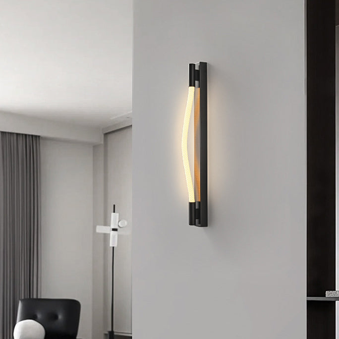Modern Minimalist Arc Silicone Woven Fiber Strip Iron LED Wall Sconce Lamp For Bedroom