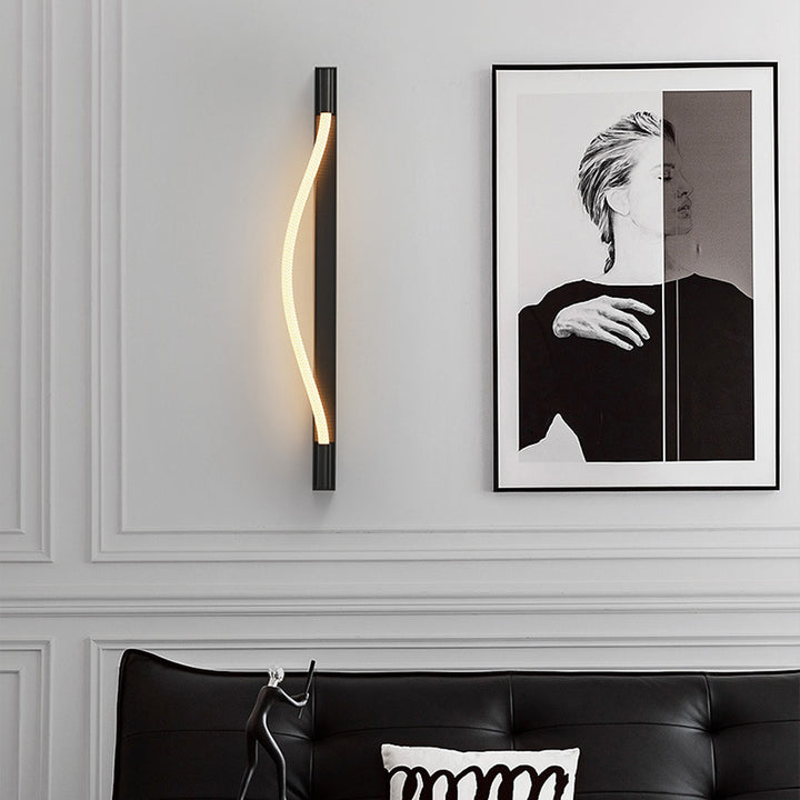 Modern Minimalist Arc Silicone Woven Fiber Strip Iron LED Wall Sconce Lamp For Bedroom