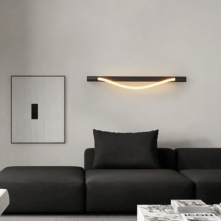 Modern Minimalist Arc Silicone Woven Fiber Strip Iron LED Wall Sconce Lamp For Bedroom