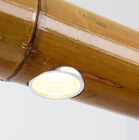 Lustre suspendu à LED en corde de chanvre en bambou rustique traditionnel pour salon 