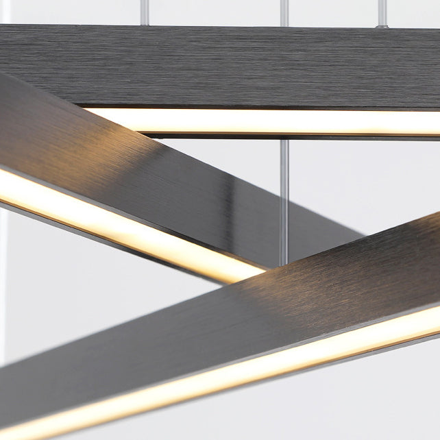 Contemporary Luxury Geometric Intersecting Long Strip Aluminum Acrylic LED Chandelier For Living Room