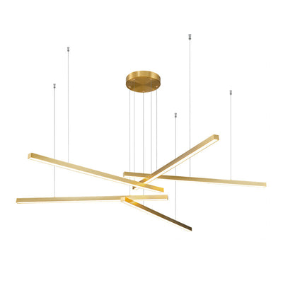 Contemporary Luxury Geometric Intersecting Long Strip Aluminum Acrylic LED Chandelier For Living Room