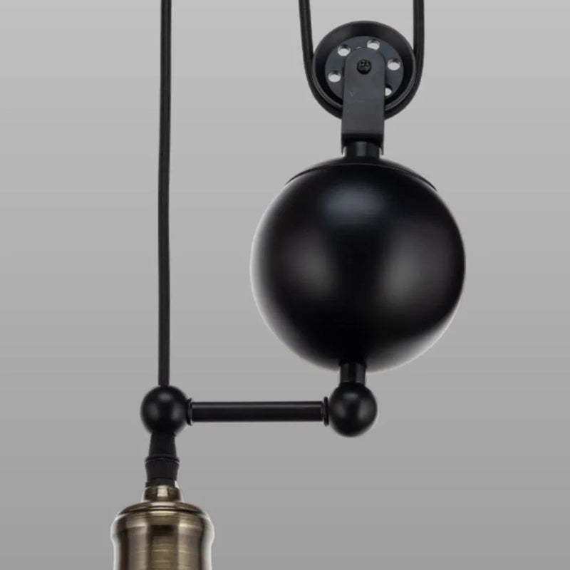 Suspension contemporaine en fer industriel avec abat-jour conique et poulie de levage 1/3 lumières pour salon 