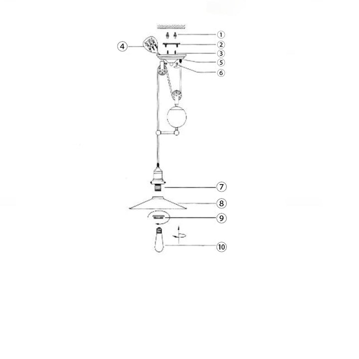Contemporary Industrial Iron Conical Shade Lifting Pulley 1/3-Light Island Light Chandelier For Living Room