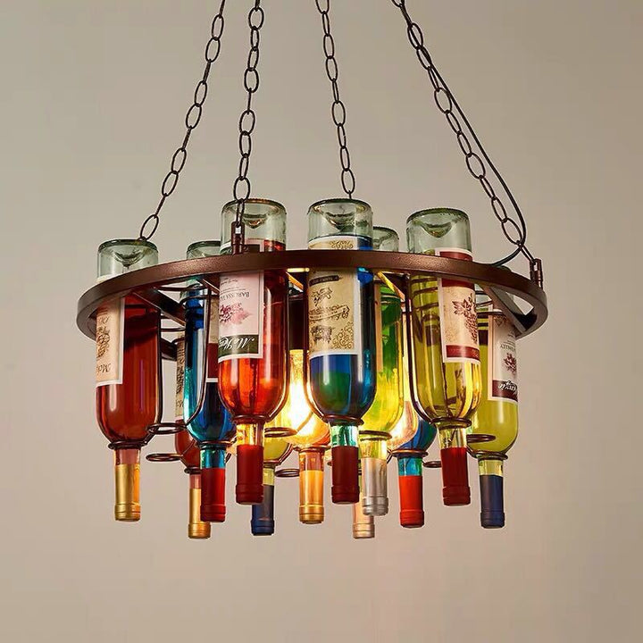 Zeitgenössischer kreativer Kronleuchter aus farbigem Eisen mit Glaslampenschirm für 1/3/4/5-Licht für Bar 