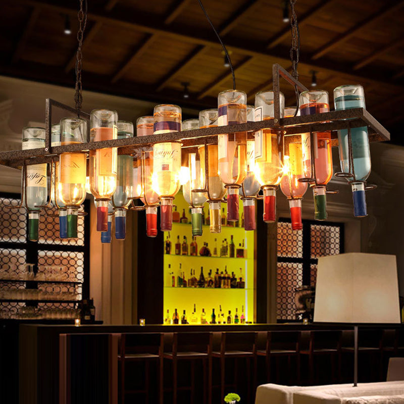 Zeitgenössischer kreativer Kronleuchter aus farbigem Eisen mit Glaslampenschirm für 1/3/4/5-Licht für Bar 