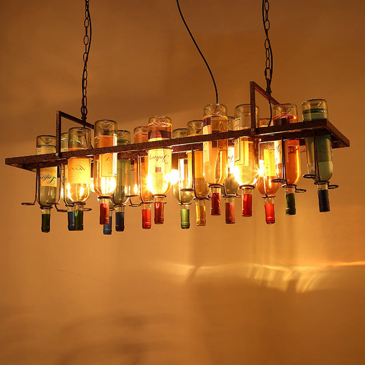 Zeitgenössischer kreativer Kronleuchter aus farbigem Eisen mit Glaslampenschirm für 1/3/4/5-Licht für Bar 