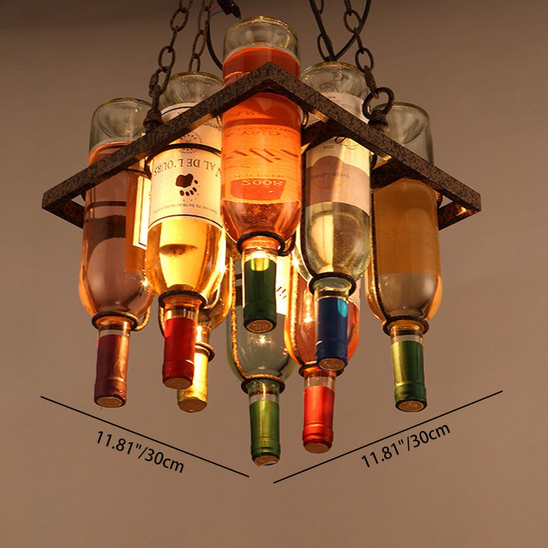 Zeitgenössischer kreativer Kronleuchter aus farbigem Eisen mit Glaslampenschirm für 1/3/4/5-Licht für Bar 