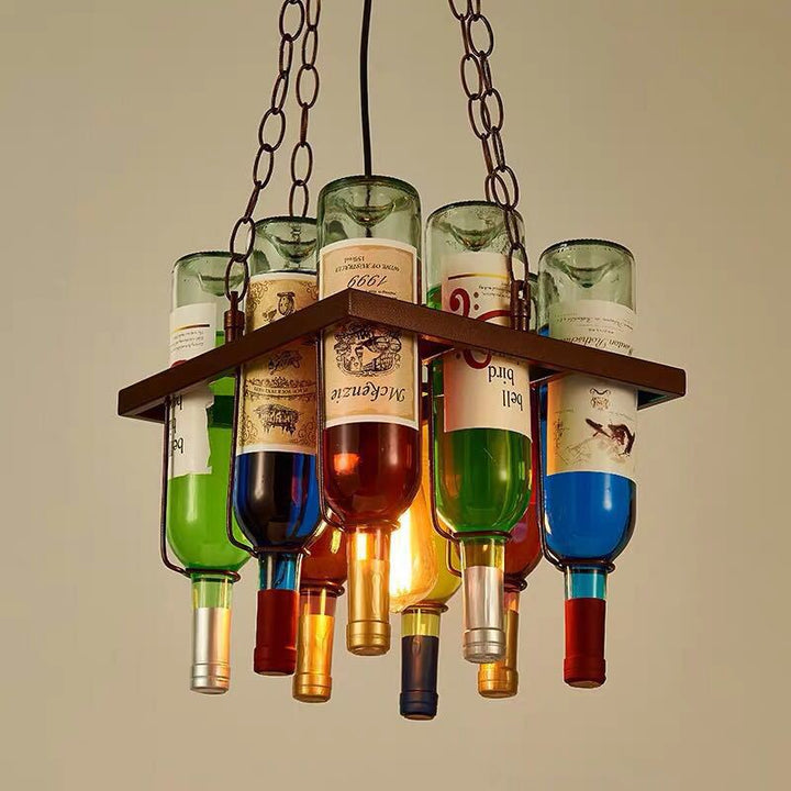 Zeitgenössischer kreativer Kronleuchter aus farbigem Eisen mit Glaslampenschirm für 1/3/4/5-Licht für Bar 