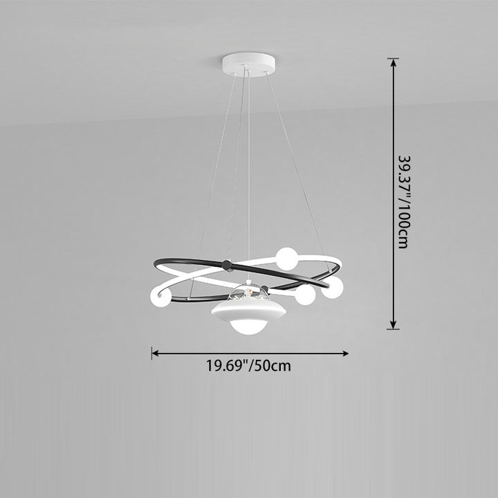 Contemporary Creative Crystal Planet Spacecraft Hardware Acrylic LED Pendant Light For Living Room