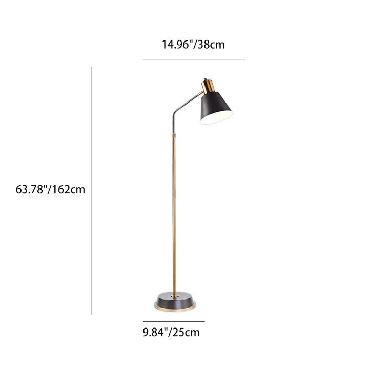 Lámpara de pie de 1 luz con pantalla cónica de hardware escandinavo contemporáneo para dormitorio 
