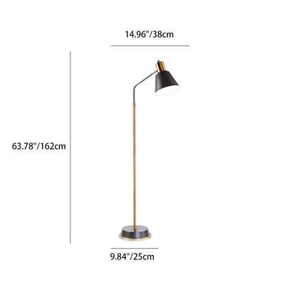 Lámpara de pie de 1 luz con pantalla cónica de hardware escandinavo contemporáneo para dormitorio 