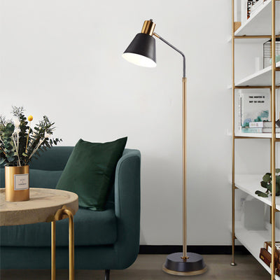 Lámpara de pie de 1 luz con pantalla cónica de hardware escandinavo contemporáneo para dormitorio 