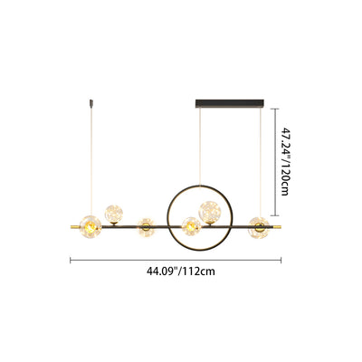 Contemporary Luxury Glass Ball Shade Silicone Long Strip LED Island Light Pendant Light For Living Room