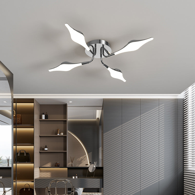 Contemporary Luxury Iron Frame Acrylic Rhomboid Shade LED Semi-Flush Mount Ceiling Light For Living Room